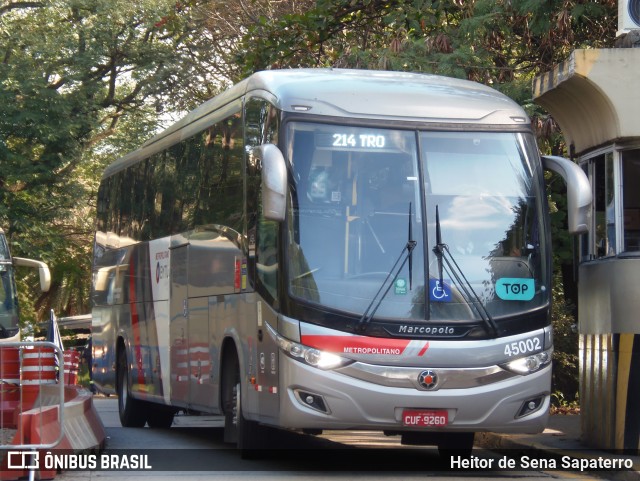 Empresa de Ônibus Pássaro Marron 45002 na cidade de São Paulo, São Paulo, Brasil, por Heitor de Sena Sapaterro. Número da foto: #13205715.