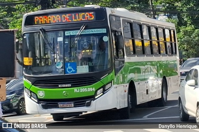 Viação Vera Cruz RJ 205.094 na cidade de Rio de Janeiro, Rio de Janeiro, Brasil, por Danyllo Henrique. Número da foto: #13206354.