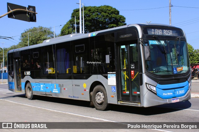 Viação Paratodos > São Jorge > Metropolitana São Paulo > Mobibrasil 6 3685 na cidade de São Paulo, São Paulo, Brasil, por Paulo Henrique Pereira Borges. Número da foto: #13208690.