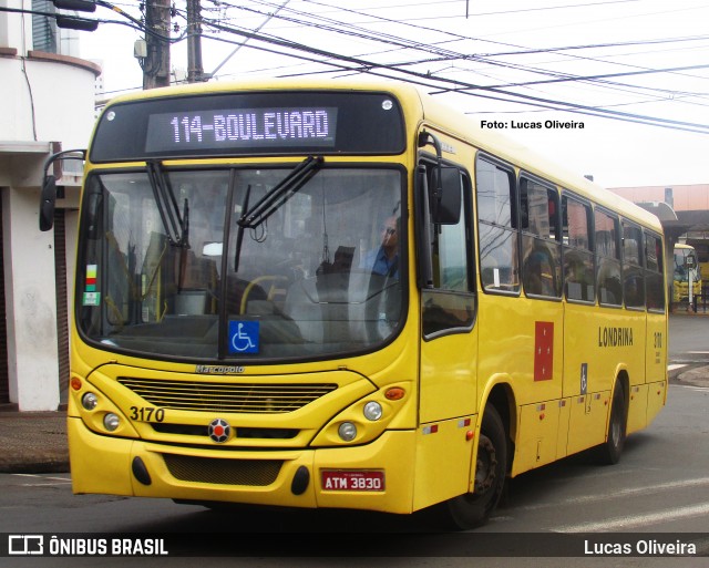 TCGL - Transportes Coletivos Grande Londrina 3170 na cidade de Londrina, Paraná, Brasil, por Lucas Oliveira . Número da foto: #13209088.