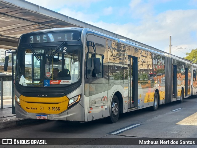 Viação Metrópole Paulista - Zona Leste 3 1936 na cidade de São Paulo, São Paulo, Brasil, por Matheus Neri dos Santos. Número da foto: #13209453.