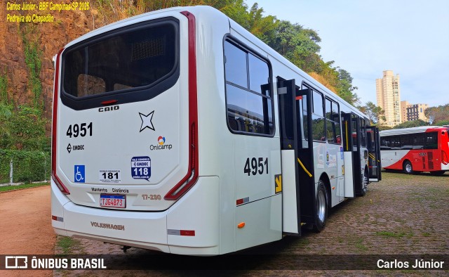Onicamp Transporte Coletivo 4951 na cidade de Campinas, São Paulo, Brasil, por Carlos Júnior. Número da foto: #13210565.