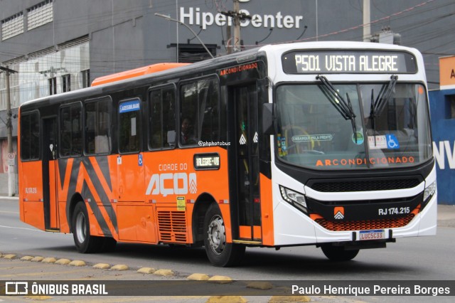 Viação Cidade do Aço RJ 174.215 na cidade de Volta Redonda, Rio de Janeiro, Brasil, por Paulo Henrique Pereira Borges. Número da foto: #13211918.