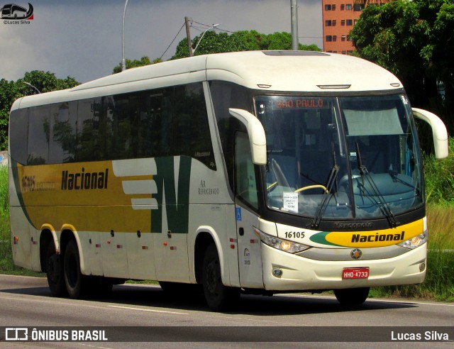 Viação Nacional 16105 na cidade de Recife, Pernambuco, Brasil, por Lucas Silva. Número da foto: #13214242.