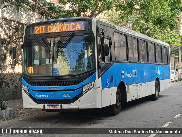 Viação Nossa Senhora das Graças A71511 na cidade de Rio de Janeiro, Rio de Janeiro, Brasil, por Mateus Dos Santos Do Nascimento. Número da foto: #13221766.