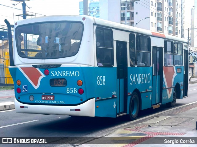 Viação Sanremo 858 na cidade de Vila Velha, Espírito Santo, Brasil, por Sergio Corrêa. Número da foto: #13221809.