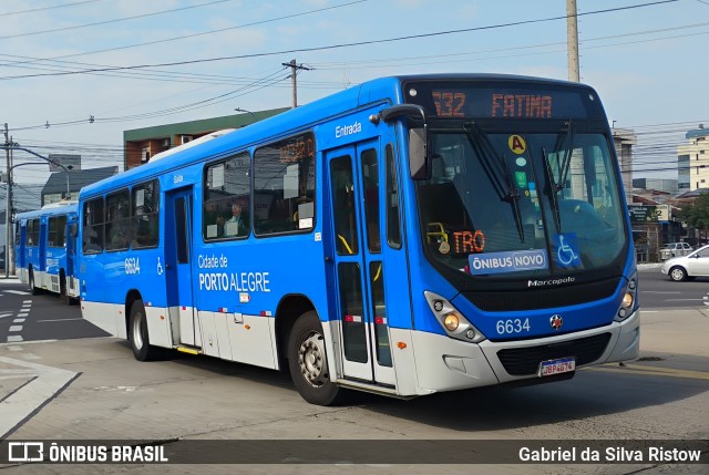 SOPAL - Sociedade de Ônibus Porto-Alegrense Ltda. 6634 na cidade de Porto Alegre, Rio Grande do Sul, Brasil, por Gabriel da Silva Ristow. Número da foto: #13226948.