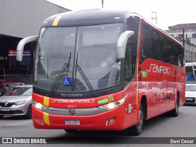 Viação Sampaio 9501 na cidade de Santos, São Paulo, Brasil, por Davi Cesar. Número da foto: #13229958.