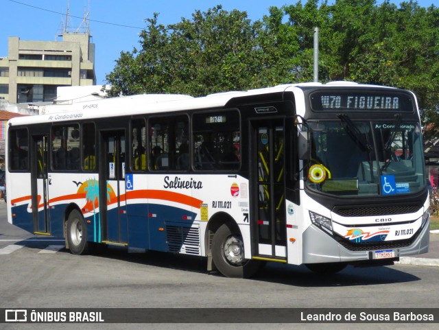 Auto Viação Salineira RJ 111.021 na cidade de Cabo Frio, Rio de Janeiro, Brasil, por Leandro de Sousa Barbosa. Número da foto: #13184182.