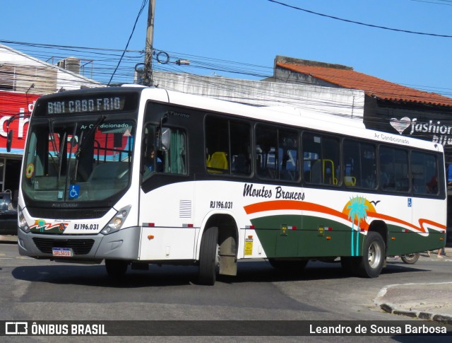 Viação Montes Brancos RJ 196.031 na cidade de Cabo Frio, Rio de Janeiro, Brasil, por Leandro de Sousa Barbosa. Número da foto: #13184004.