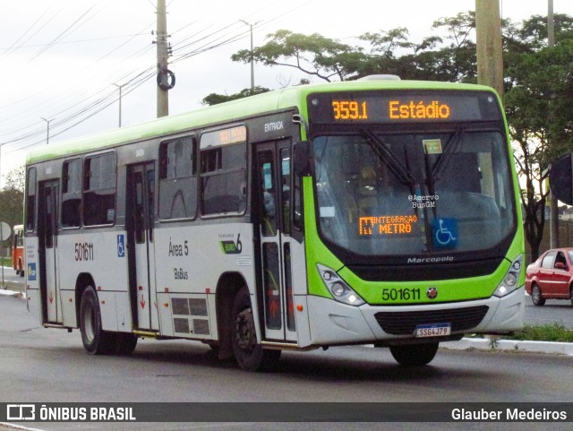 BsBus Mobilidade 501611 na cidade de Taguatinga, Distrito Federal, Brasil, por Glauber Medeiros. Número da foto: #13237337.