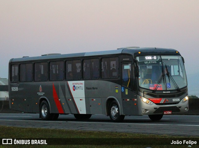 Empresa de Ônibus Pássaro Marron 90506 na cidade de Canas, São Paulo, Brasil, por João Felipe. Número da foto: #13238732.