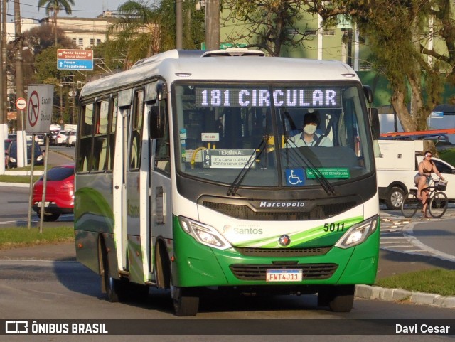 Viação Piracicabana Santos 5011 na cidade de Santos, São Paulo, Brasil, por Davi Cesar. Número da foto: #13241611.