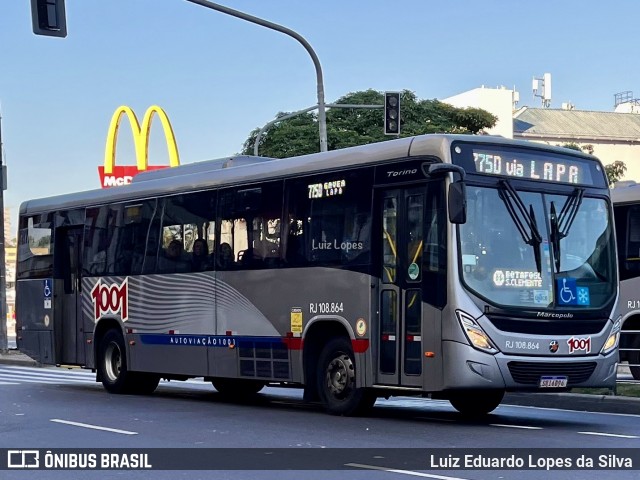 Auto Viação 1001 RJ 108.864 na cidade de Niterói, Rio de Janeiro, Brasil, por Luiz Eduardo Lopes da Silva. Número da foto: #13244114.
