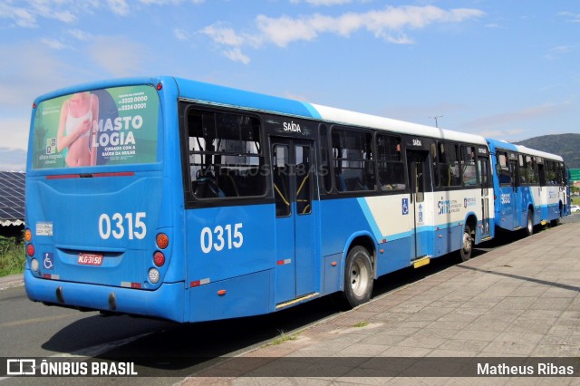 Transol Transportes Coletivos 0315 na cidade de Florianópolis, Santa Catarina, Brasil, por Matheus Ribas. Número da foto: #13246655.