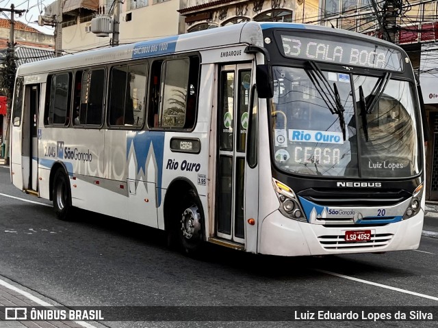 Viação Rio Ouro 2.045 na cidade de São Gonçalo, Rio de Janeiro, Brasil, por Luiz Eduardo Lopes da Silva. Número da foto: #13250174.