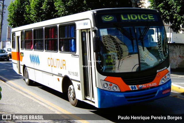 Colitur Transportes Rodoviários RJ 116.025 na cidade de Barra Mansa, Rio de Janeiro, Brasil, por Paulo Henrique Pereira Borges. Número da foto: #13252266.