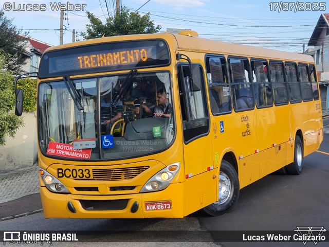 Transporte Coletivo Glória BC033 na cidade de Curitiba, Paraná, Brasil, por Lucas Weber Calizario. Número da foto: #13253358.