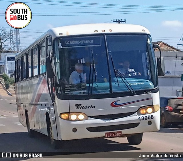 Expresso Vitória de Transportes 13008 na cidade de São Jerônimo, Rio Grande do Sul, Brasil, por Joao Victor da costa. Número da foto: #13253013.