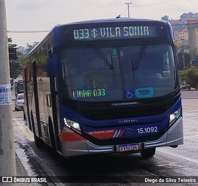 Viação Miracatiba 15.1092 na cidade de Taboão da Serra, São Paulo, Brasil, por Diego da Silva Teixeira. Número da foto: #13256752.