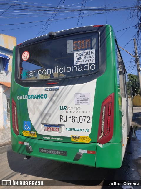 Viação Galo Branco RJ 181.072 na cidade de São Gonçalo, Rio de Janeiro, Brasil, por arthur Oliveira. Número da foto: #13256479.