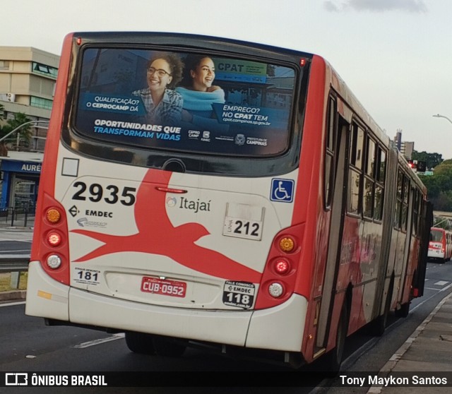 Itajaí Transportes Coletivos 2935 na cidade de Campinas, São Paulo, Brasil, por Tony Maykon Santos. Número da foto: #13261415.