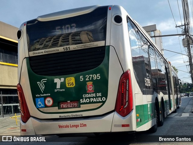 Via Sudeste Transportes S.A. 5 2795 na cidade de São Paulo, São Paulo, Brasil, por Brenno Santos. Número da foto: #13262024.
