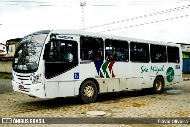 Viação São Miguel 869 na cidade de Resende, Rio de Janeiro, Brasil, por Flávio Oliveira. Número da foto: #13265469.