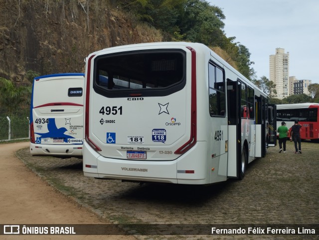 Onicamp Transporte Coletivo 4951 na cidade de Campinas, São Paulo, Brasil, por Fernando Félix Ferreira Lima. Número da foto: #13194291.