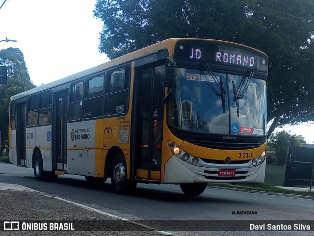 Viação Metrópole Paulista - Zona Leste 3 2316 na cidade de São Paulo, São Paulo, Brasil, por Davi Santos Silva. Número da foto: #13194775.