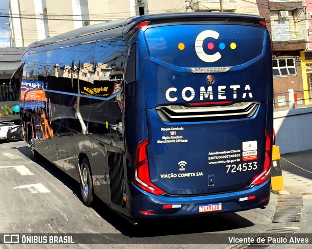 Viação Cometa 724533 na cidade de Aparecida, São Paulo, Brasil, por Vicente de Paulo Alves. Número da foto: #13202580.