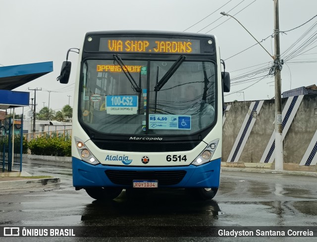 Viação Atalaia Transportes 6514 na cidade de Aracaju, Sergipe, Brasil, por Gladyston Santana Correia. Número da foto: #13203937.