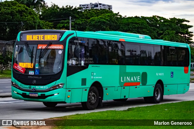 Linave Transportes RJ 146.013 na cidade de Rio de Janeiro, Rio de Janeiro, Brasil, por Marlon Generoso. Número da foto: #13292328.
