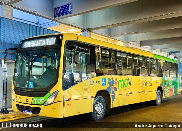 TCGL - Transportes Coletivos Grande Londrina 3176 na cidade de Londrina, Paraná, Brasil, por André Aguirra Taioqui. Número da foto: #13291251.