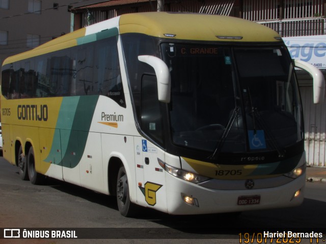 Empresa Gontijo de Transportes 18705 na cidade de Patos de Minas, Minas Gerais, Brasil, por Hariel Bernades. Número da foto: #13290971.