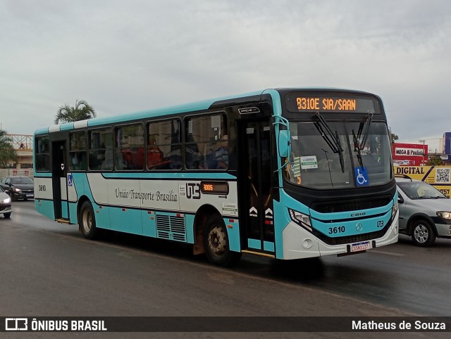 UTB - União Transporte Brasília 3610 na cidade de Valparaíso de Goiás, Goiás, Brasil, por Matheus de Souza. Número da foto: #13291426.