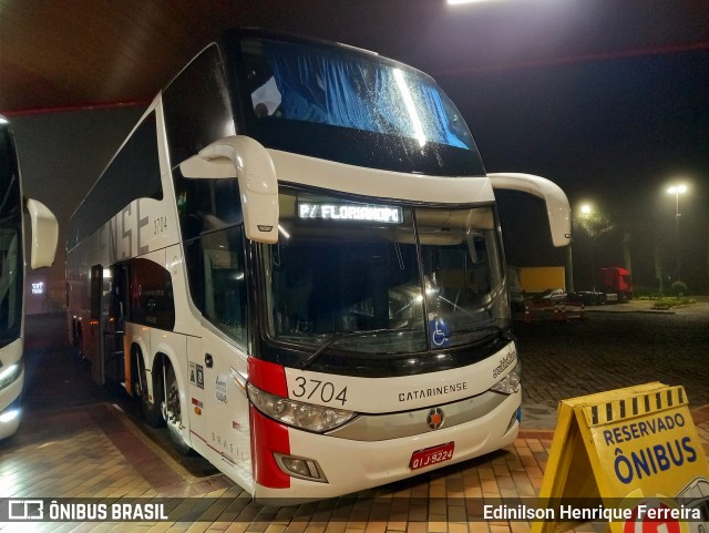 Auto Viação Catarinense 3704 na cidade de Registro, São Paulo, Brasil, por Edinilson Henrique Ferreira. Número da foto: #13291228.