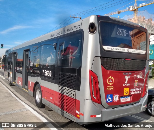 Nova Paineira Transportes Urbanos S.A 7 5660 na cidade de São Paulo, São Paulo, Brasil, por Matheus dos Santos Araújo. Número da foto: #13294540.