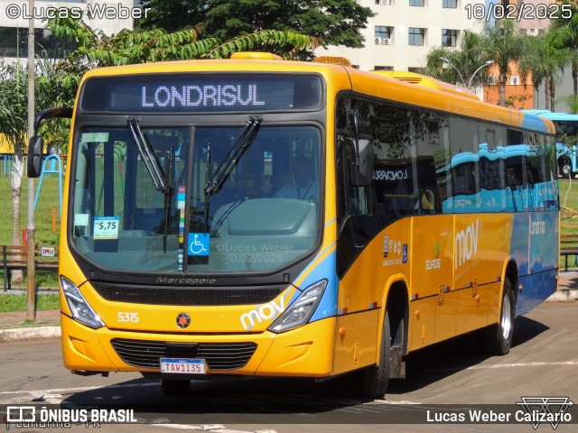 Londrisul Transportes Coletivos 5315 na cidade de Londrina, Paraná, Brasil, por Lucas Weber Calizario. Número da foto: #13296190.