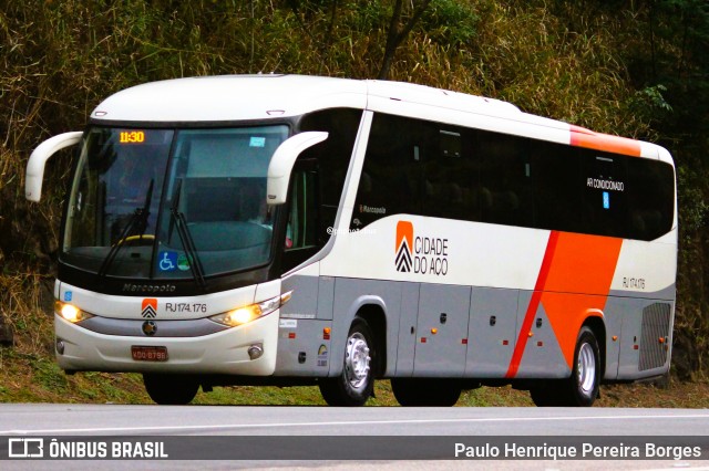 Viação Cidade do Aço RJ 174.176 na cidade de Paracambi, Rio de Janeiro, Brasil, por Paulo Henrique Pereira Borges. Número da foto: #13296194.