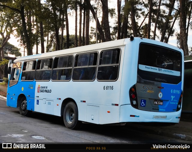 Transwolff Transportes e Turismo 6 6116 na cidade de São Paulo, São Paulo, Brasil, por Valnei Conceição. Número da foto: #13295984.