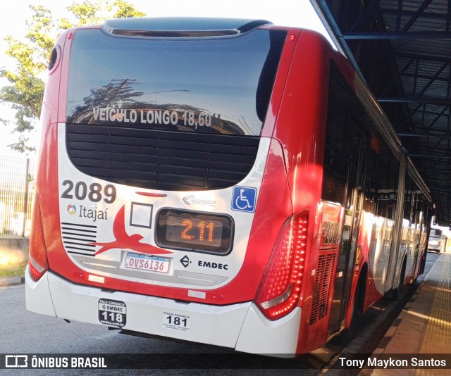 Itajaí Transportes Coletivos 2089 na cidade de Campinas, São Paulo, Brasil, por Tony Maykon Santos. Número da foto: #13295672.