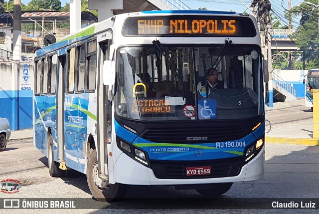 Viação Ponte Coberta RJ 190.004 na cidade de Nilópolis, Rio de Janeiro, Brasil, por Claudio Luiz. Número da foto: #13271268.