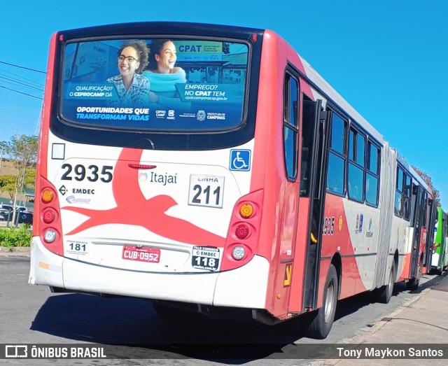 Itajaí Transportes Coletivos 2935 na cidade de Campinas, São Paulo, Brasil, por Tony Maykon Santos. Número da foto: #13269028.