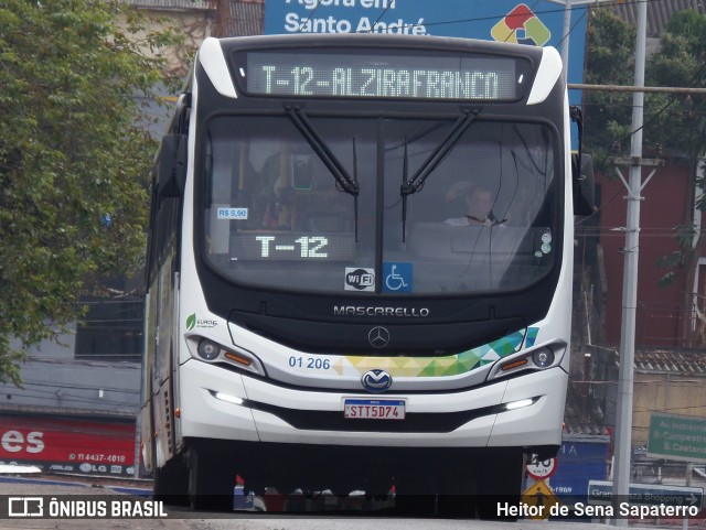 Viação Curuçá 01 206 na cidade de Santo André, São Paulo, Brasil, por Heitor de Sena Sapaterro. Número da foto: #13270516.