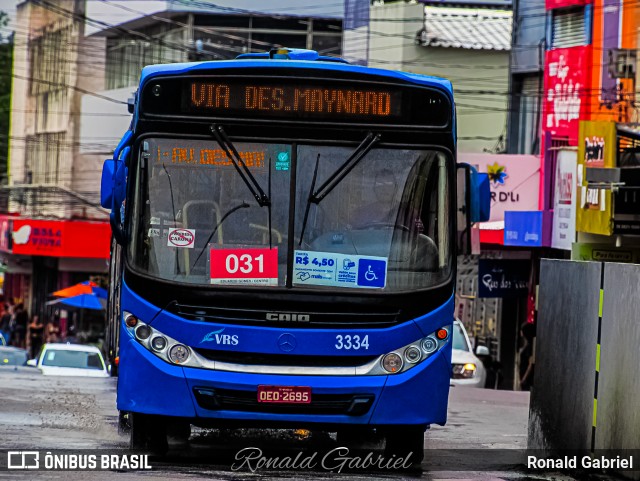 VRS - Viação Roberto Santana 3334 na cidade de Aracaju, Sergipe, Brasil, por Ronald Gabriel. Número da foto: #13270147.