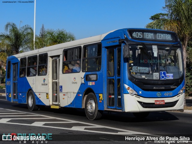 Onicamp Transporte Coletivo 4910 na cidade de Campinas, São Paulo, Brasil, por Henrique Alves de Paula Silva. Número da foto: #13269553.