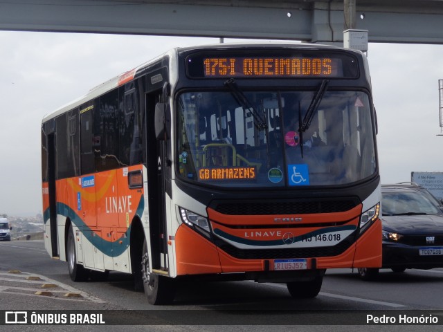 Linave Transportes RJ 146.018 na cidade de Belford Roxo, Rio de Janeiro, Brasil, por Pedro Honório. Número da foto: #13268861.