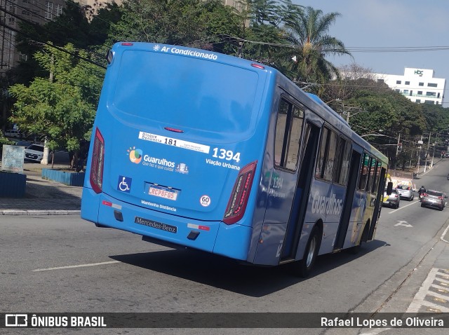 VUG - Viação Urbana Guarulhos 1394 na cidade de Guarulhos, São Paulo, Brasil, por Rafael Lopes de Oliveira. Número da foto: #13271703.