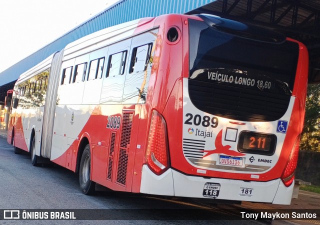 Itajaí Transportes Coletivos 2089 na cidade de Campinas, São Paulo, Brasil, por Tony Maykon Santos. Número da foto: #13273804.